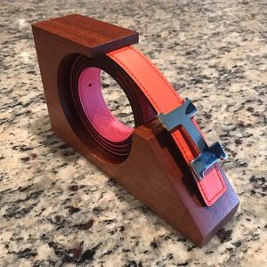Belt Display Holder in South American mahogany.